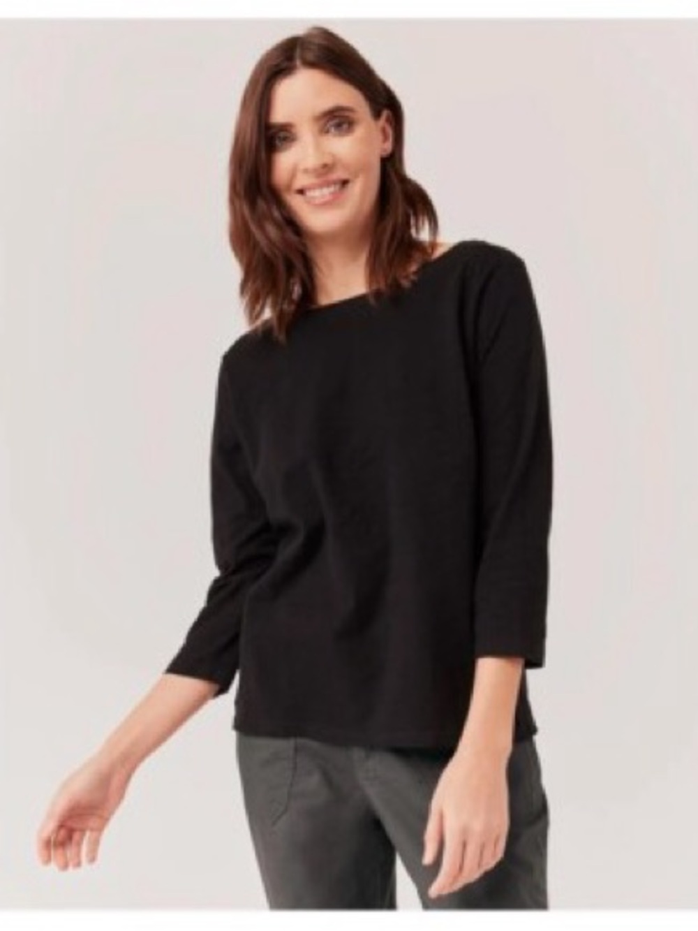 Pact Organic Black Cotton Boat Neck Top XXL Granola Girl Hippie Relaxed Fit